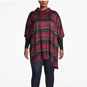 NWT Lane Bryant Sz18/20 Cozy Plaid CowlNeck Poncho